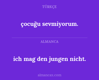 çocuğu sevmiyorum. - ich mag den jungen nicht.