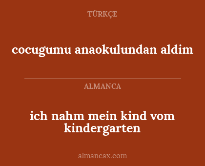 ich nahm mein kind vom kindergarten - cocugumu anaokulundan aldim