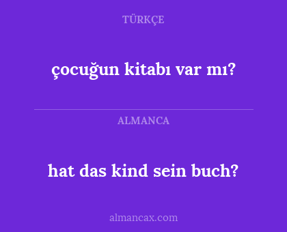 hat das kind sein buch? - çocuğun kitabı var mı?
