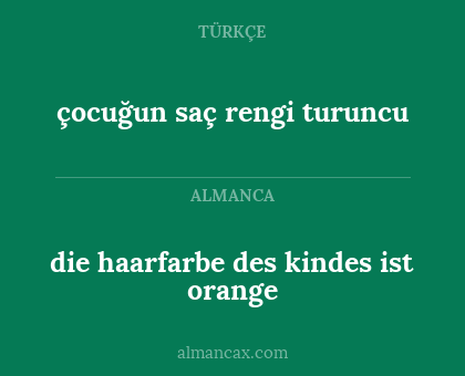 çocuğun saç rengi turuncu - die haarfarbe des kindes ist orange