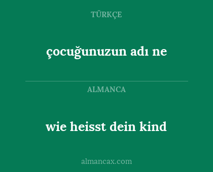 wie heisst dein kind - çocuğunuzun adı ne