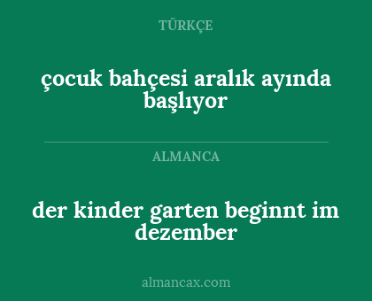der kinder garten beginnt im dezember - çocuk bahçesi aralık ayında başlıyor