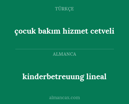 çocuk bakım hizmet cetveli - kinderbetreuung lineal