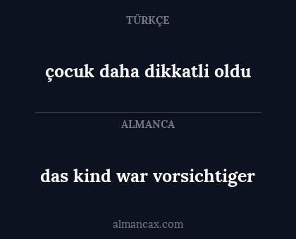 çocuk daha dikkatli oldu - das kind war vorsichtiger