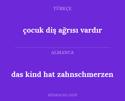 das kind hat zahnschmerzen - çocuk diş ağrısı vardır