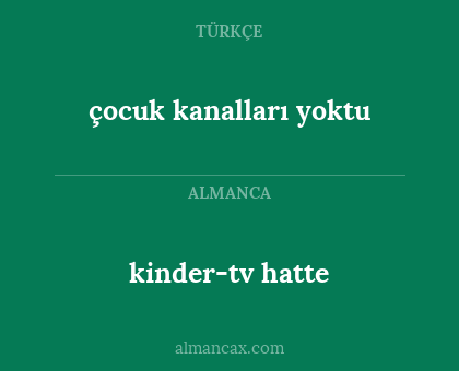 kinder-tv hatte - çocuk kanalları yoktu