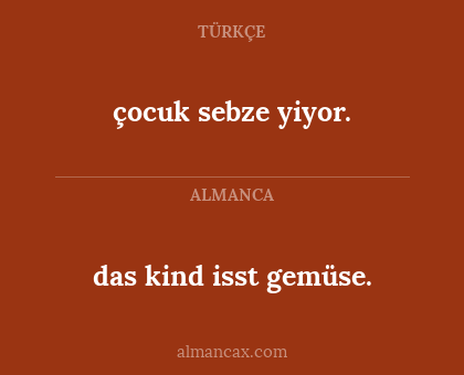 das kind isst gemüse. - çocuk sebze yiyor.