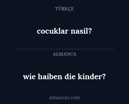 wie haiben die kinder? - cocuklar nasil?