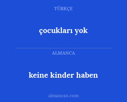 keine kinder haben - çocukları yok