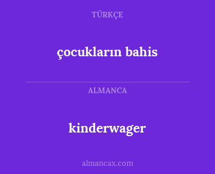çocukların bahis - kinderwager