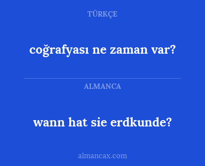 wann hat sie erdkunde? - coğrafyası ne zaman var?