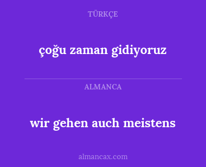 wir gehen auch meistens - çoğu zaman gidiyoruz