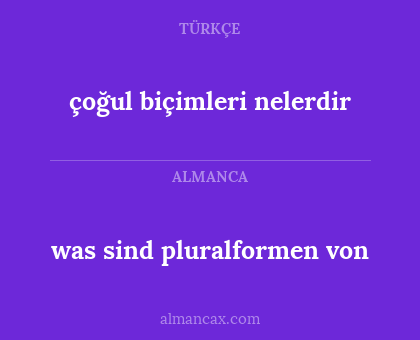 çoğul biçimleri nelerdir - was sind pluralformen von