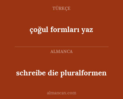 schreibe die pluralformen - çoğul formları yaz