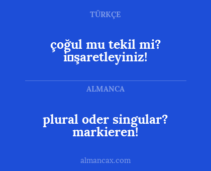 çoğul mu tekil mi? i̇şaretleyiniz! - plural oder singular? markieren!