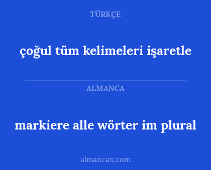 çoğul tüm kelimeleri işaretle - markiere alle wörter im plural
