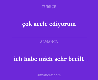 çok acele ediyorum - ich habe mich sehr beeilt