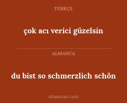 du bist so schmerzlich schön - çok acı verici güzelsin
