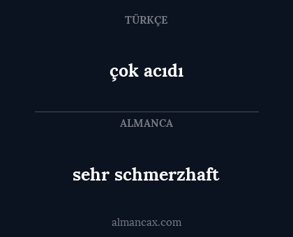 sehr schmerzhaft - çok acıdı