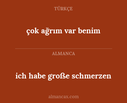 ich habe große schmerzen - çok ağrım var benim