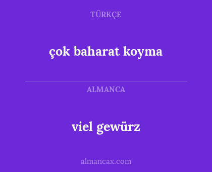viel gewürz - çok baharat koyma
