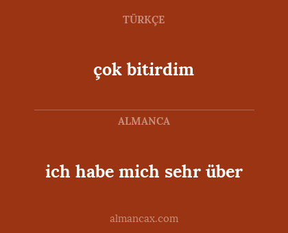 ich habe mich sehr über - çok bitirdim