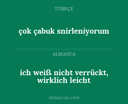 çok çabuk snirleniyorum - ich weiß nicht verrückt, wirklich leicht