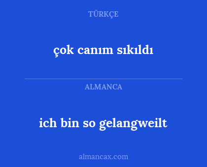 ich bin so gelangweilt - çok canım sıkıldı