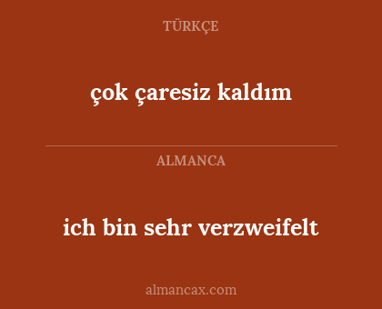 ich bin sehr verzweifelt - çok çaresiz kaldım