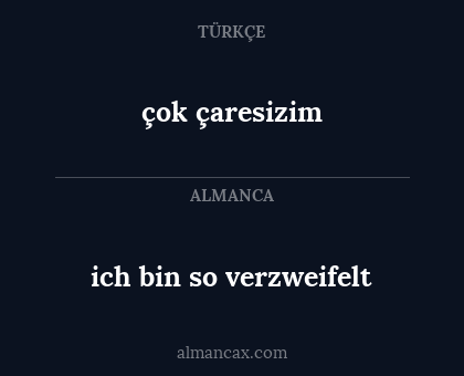çok çaresizim - ich bin so verzweifelt