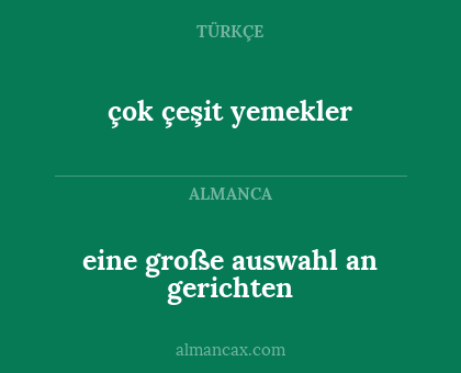 çok çeşit yemekler - eine große auswahl an gerichten