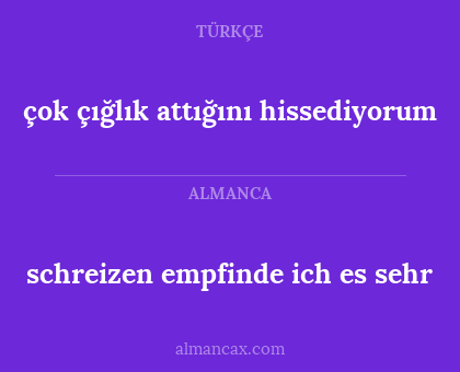 schreizen empfinde ich es sehr - çok çığlık attığını hissediyorum