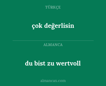 du bist zu wertvoll - çok değerlisin