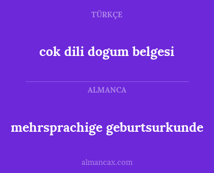 mehrsprachige geburtsurkunde - cok dili dogum belgesi