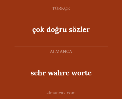 sehr wahre worte - çok doğru sözler
