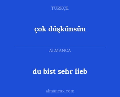 çok düşkünsün - du bist sehr lieb