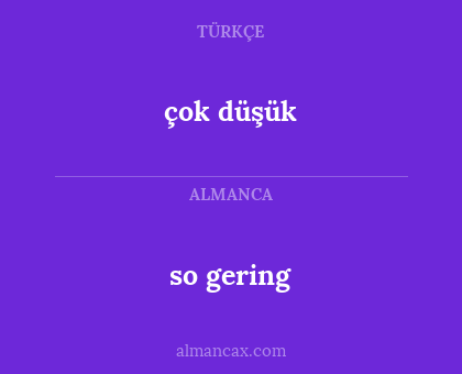 so gering - çok düşük