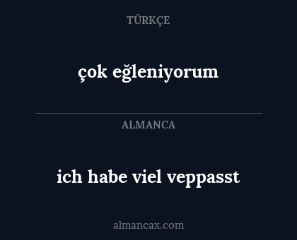 ich habe viel veppasst - çok eğleniyorum