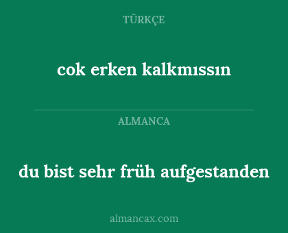 du bist sehr früh aufgestanden - cok erken kalkmıssın
