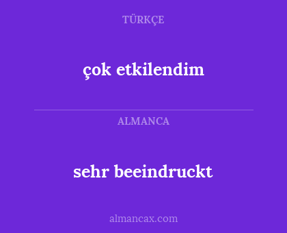 sehr beeindruckt - çok etkilendim
