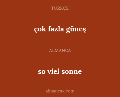 so viel sonne - çok fazla güneş