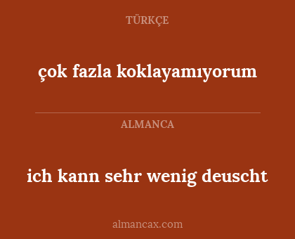 çok fazla koklayamıyorum - ich kann sehr wenig deuscht