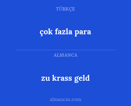 zu krass geld - çok fazla para