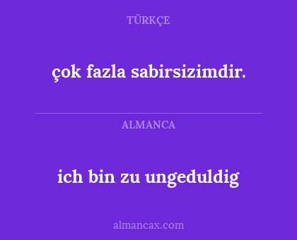 ich bin zu ungeduldig - çok fazla sabirsizimdir.