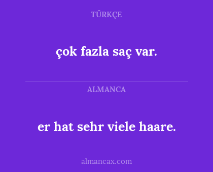 çok fazla saç var. - er hat sehr viele haare.