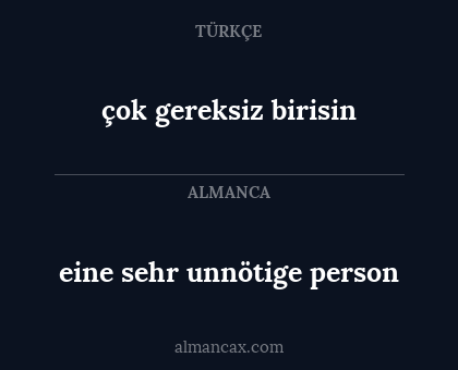 çok gereksiz birisin - eine sehr unnötige person