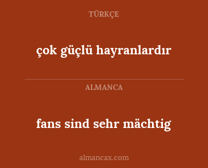 fans sind sehr mächtig - çok güçlü hayranlardır