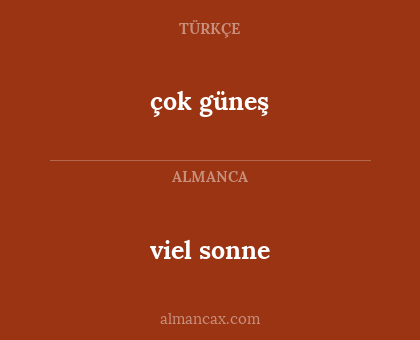 viel sonne - çok güneş
