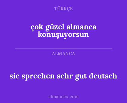 çok güzel almanca konuşuyorsun - sie sprechen sehr gut deutsch