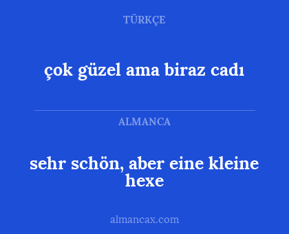 sehr schön, aber eine kleine hexe - çok güzel ama biraz cadı